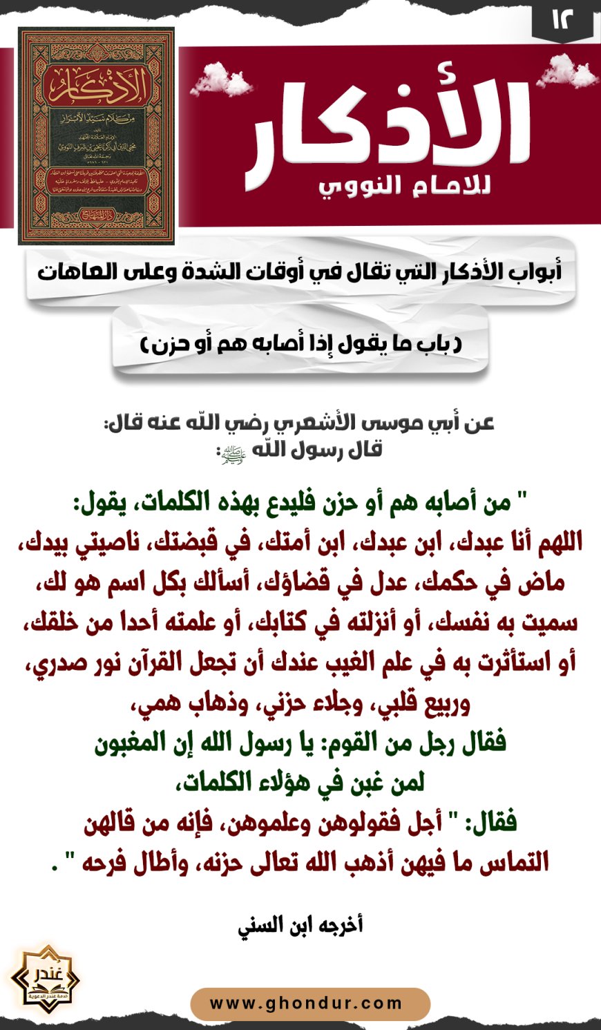 باب ما يقول إذا أصابه هم أو حزن