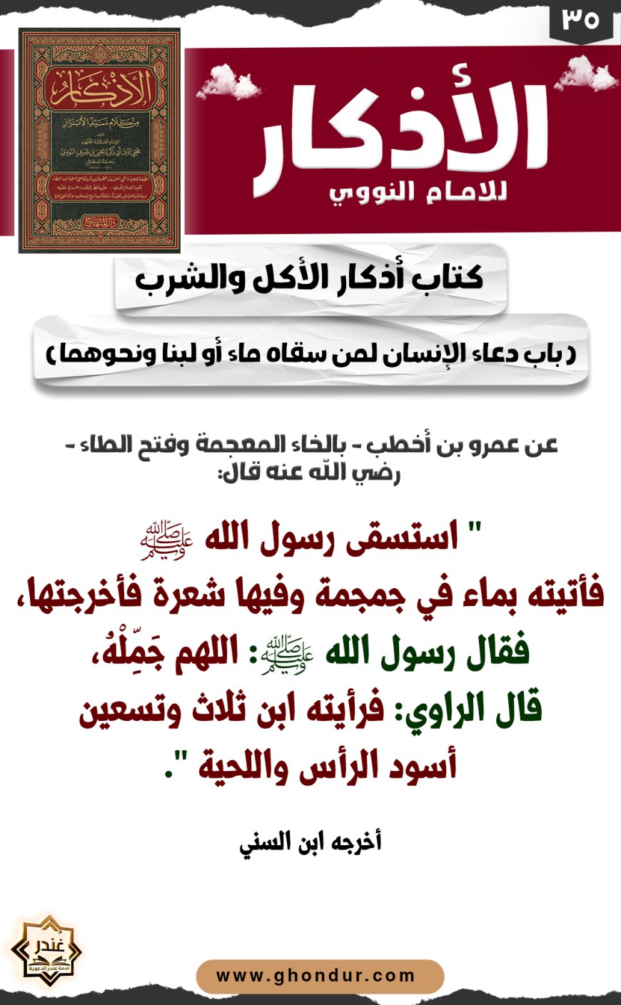 باب دعاء الإنسان لمن سقاه ماء أو لبنا ونحوهما