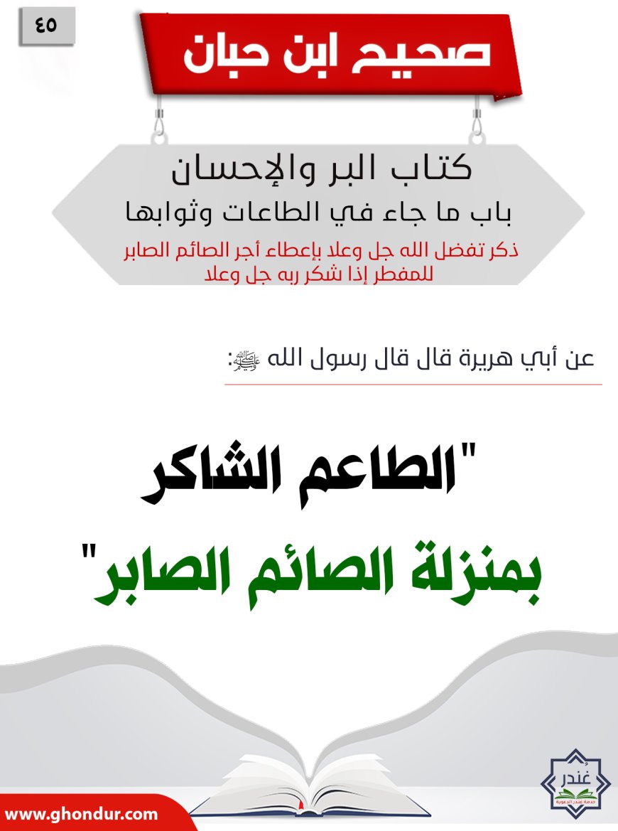 ذكر تفضل الله جل وعلا بإعطاء أجر الصائم الصابر للمفطر إذا شكر ربه جل وعلا45