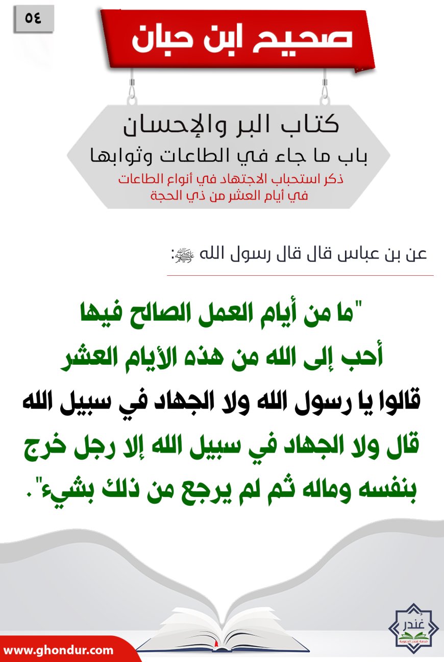 ذكر استحباب الاجتهاد في أنواع الطاعات في أيام العشر من ذي الحجة54