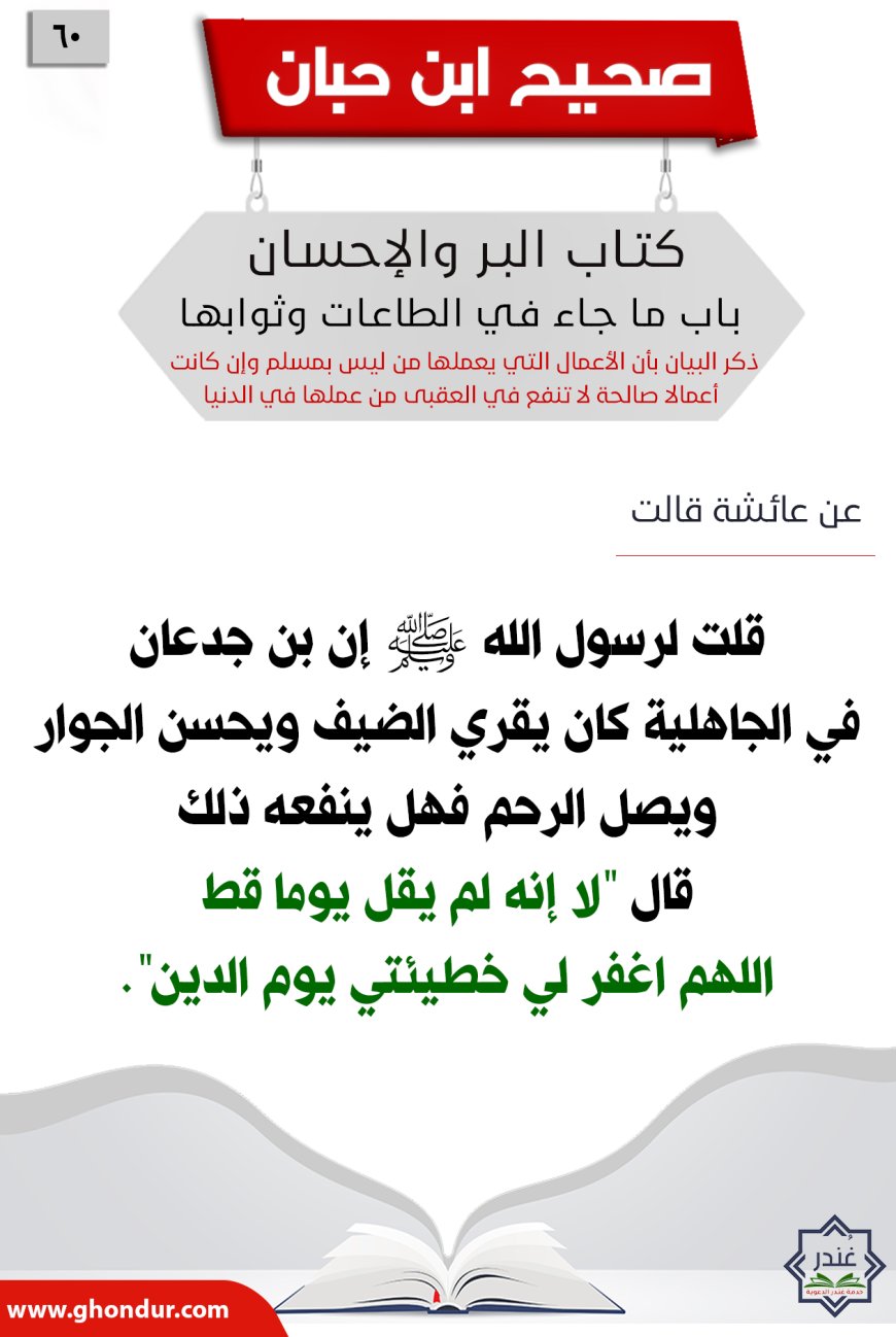 ذكر البيان بأن الأعمال التي يعملها من ليس بمسلم وإن كانت أعمالا صالحة لا تنفع في العقبى من عملها في الدنيا60