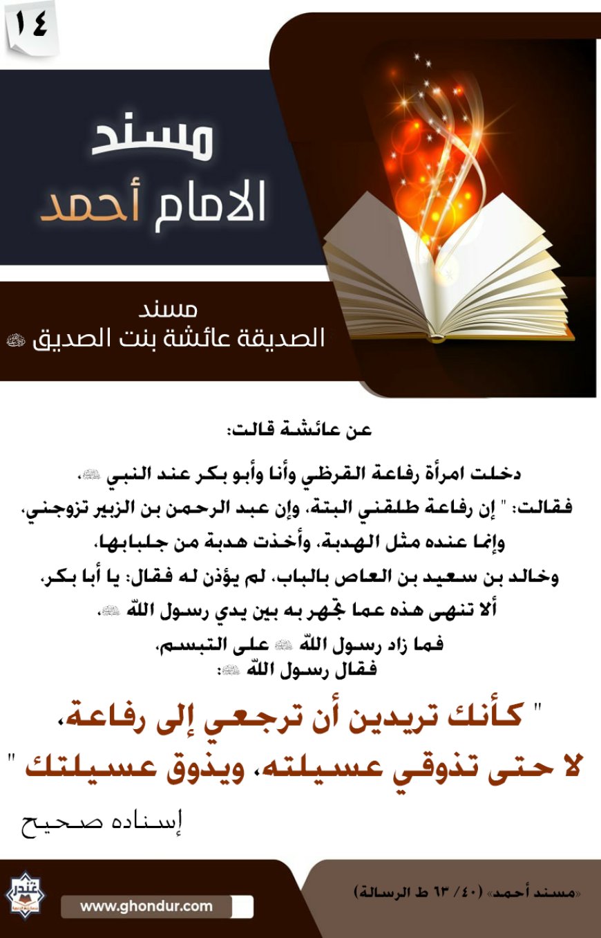 مسند الصديقة عائشة بنت الصديق رضي الله عنها 14
