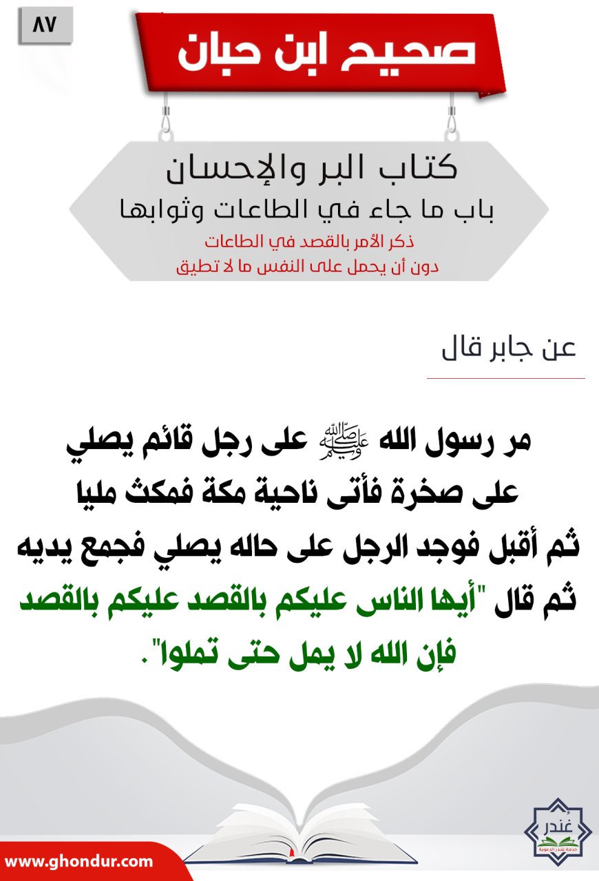 ذكر الأمر بالقصد في الطاعات دون أن يحمل على النفس ما لا تطيق87