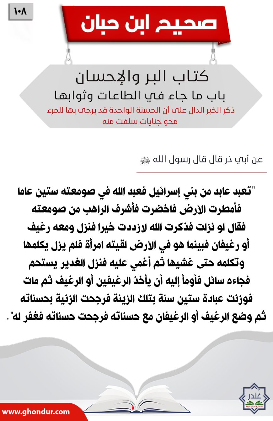 ذكر الخبر الدال على أن الحسنة الواحدة قد يرجى بها للمرء محو جنايات سلفت منه108