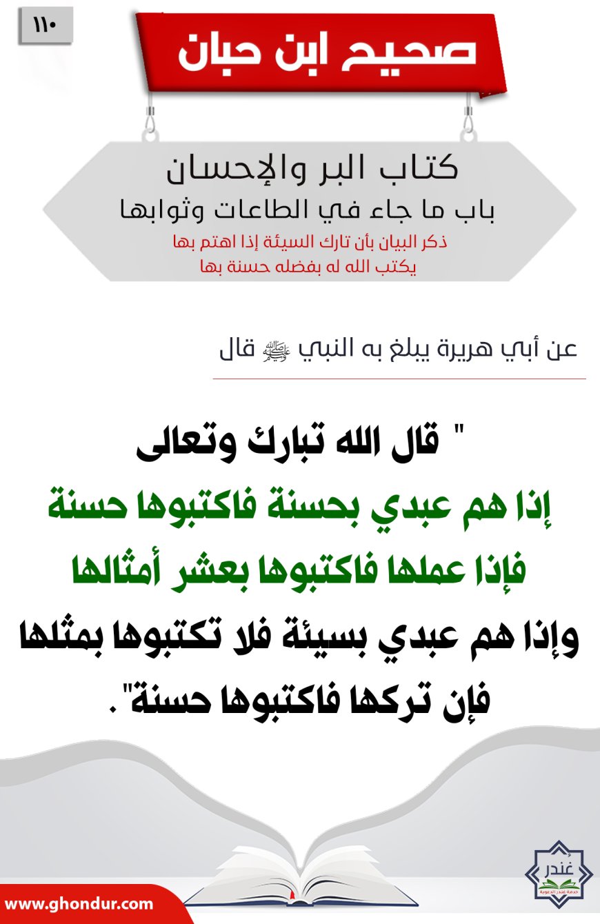ذكر البيان بأن تارك السيئة إذا اهتم بها يكتب الله له بفضله حسنة بها110