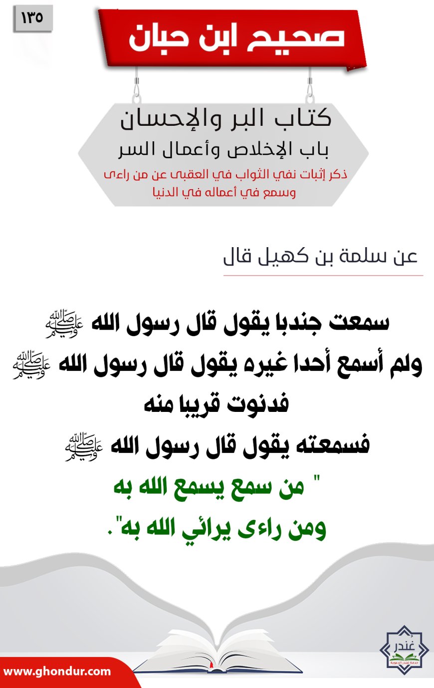 ذكر إثبات نفي الثواب في العقبى عن من راءى وسمع في أعماله في الدنيا135