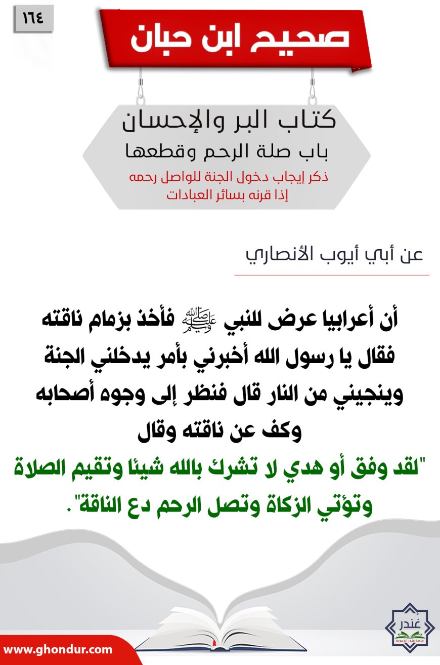 ذكر إيجاب دخول الجنة للواصل رحمه إذا قرنه بسائر العبادات164