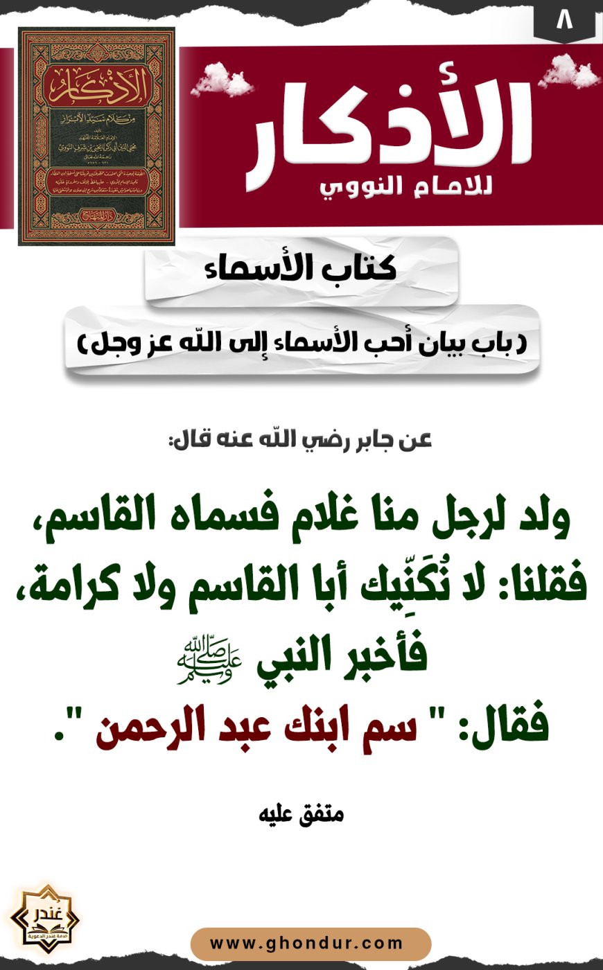 باب بيان أحب الأسماء إلى الله عز وجل