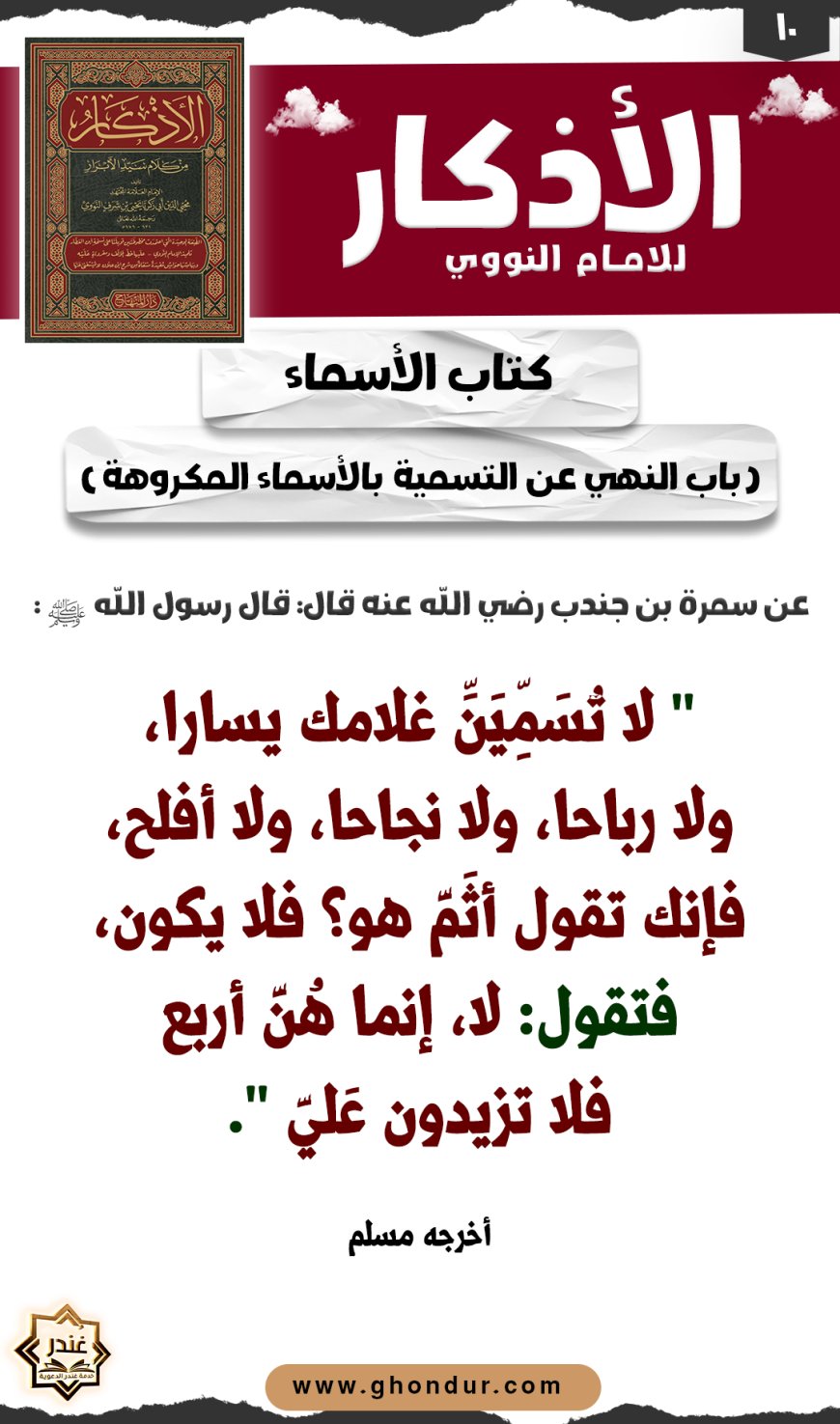 باب النهي عن التسمية بالأسماء المكروهة