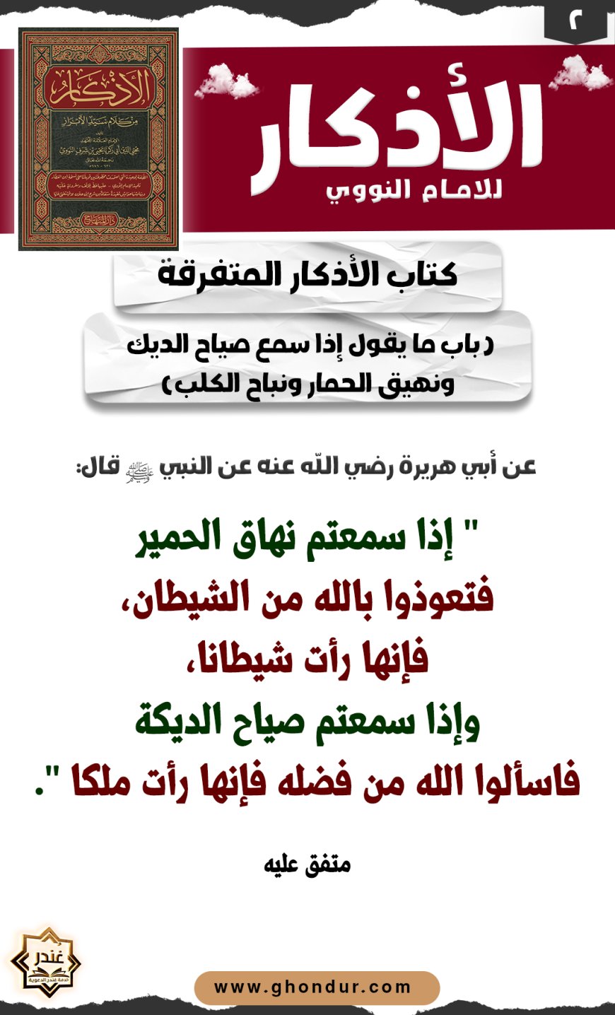 باب ما يقول إذا سمع صياح الديك ونهيق الحمار ونباح الكلب