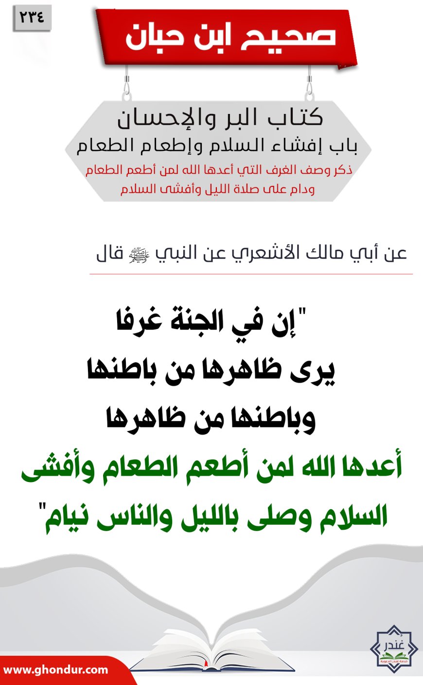 ذكر وصف الغرف التي أعدها الله لمن أطعم الطعام ودام على صلاة الليل وأفشى السلام334