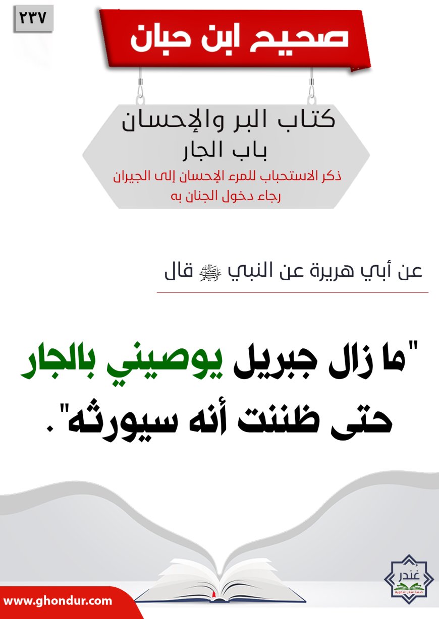 ذكر الاستحباب للمرء الإحسان إلى الجيران رجاء دخول الجنان به237