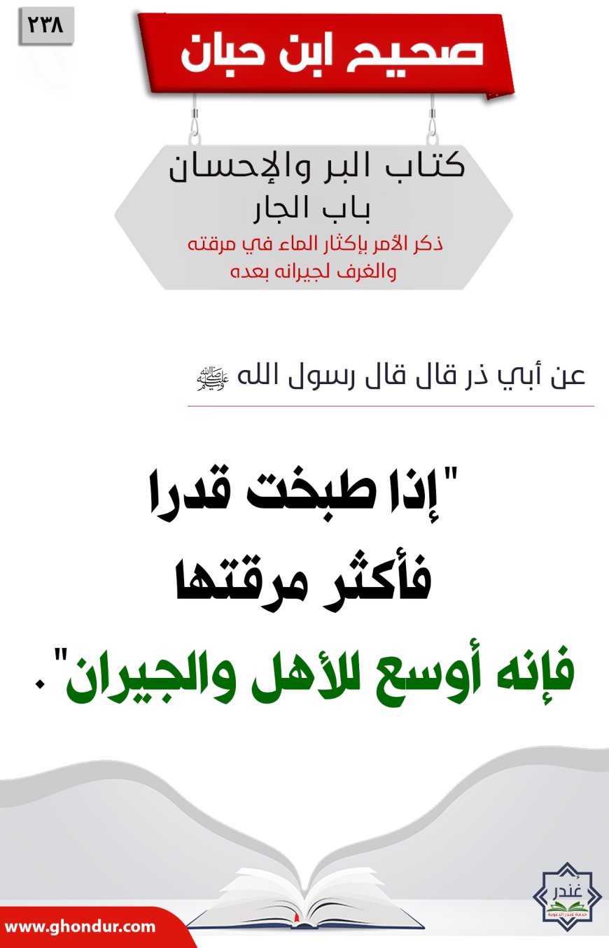 ذكر الأمر بإكثار الماء في مرقته والغرف لجيرانه بعده238