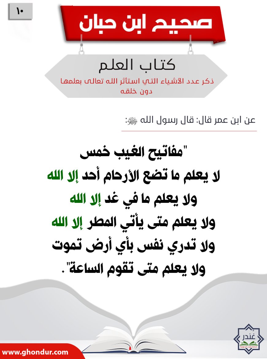 ذكر عدد الأشياء التي استأثر الله تعالى بعلمها دون خلقه10