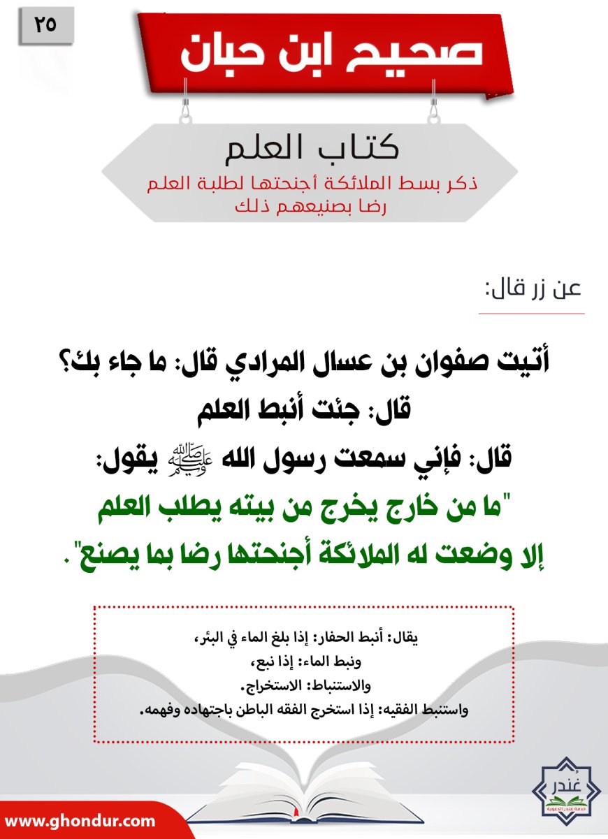 ذكر بسط الملائكة أجنحتها لطلبة العلم رضا بصنيعهم ذلك25