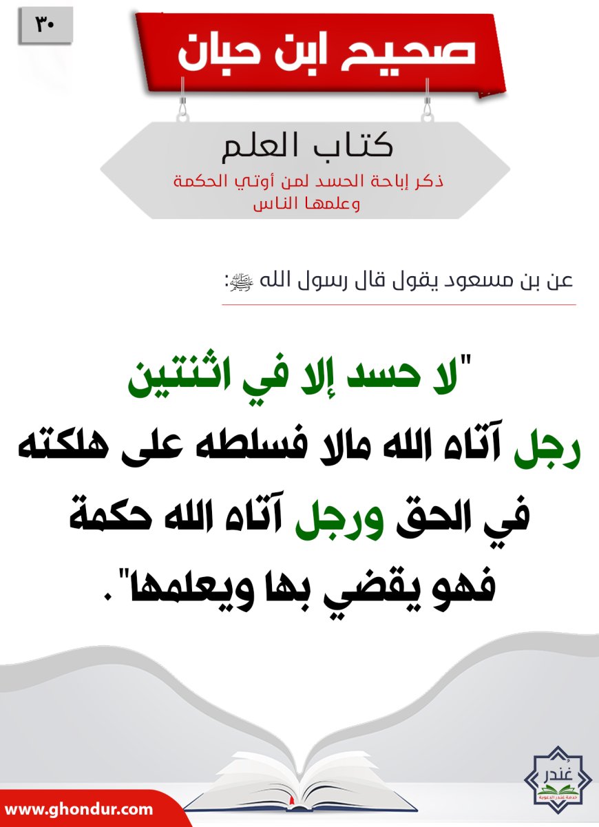 ذكر إباحة الحسد لمن أوتي الحكمة وعلمها الناس30