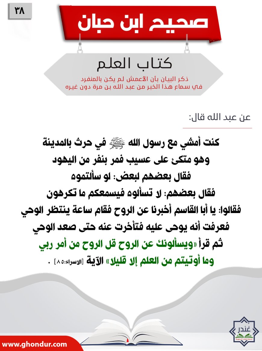 ذكر البيان بأن الأعمش لم يكن بالمنفرد في سماع هذا الخبر من عبد الله بن مرة دون غيره38