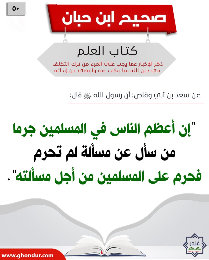 ذكر الإخبار عما يجب على المرء من ترك التكلف في دين الله بما تنكب عنه وأغضي عن إبدائه50