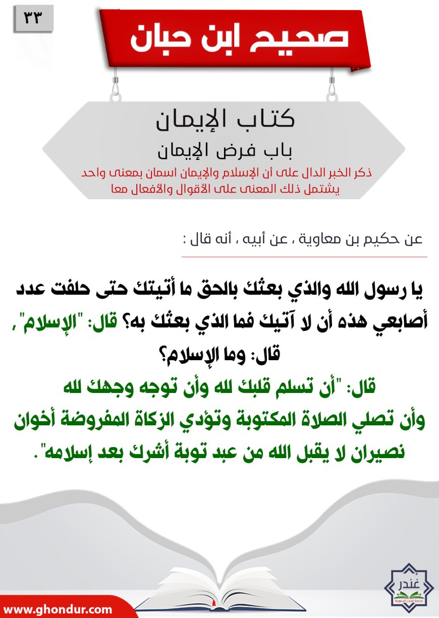 ذكر الخبر الدال على أن الإسلام والإيمان اسمان بمعنى واحد يشتمل ذلك المعنى على الأقوال والأفعال معا33